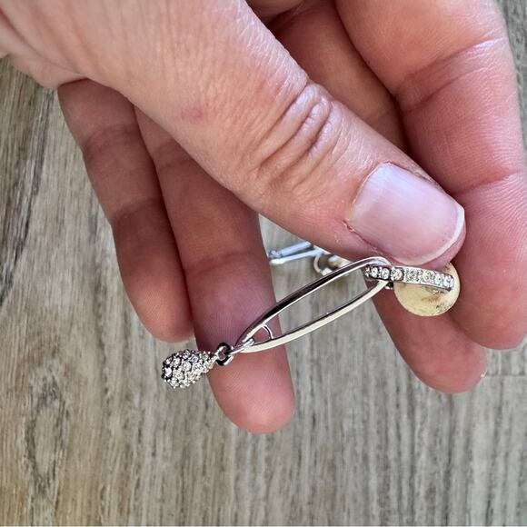 Swarovski Silver Tone Rhinestone Vintage Clip On Earrings Dangle Drop Pauve - Picture 4 of 8